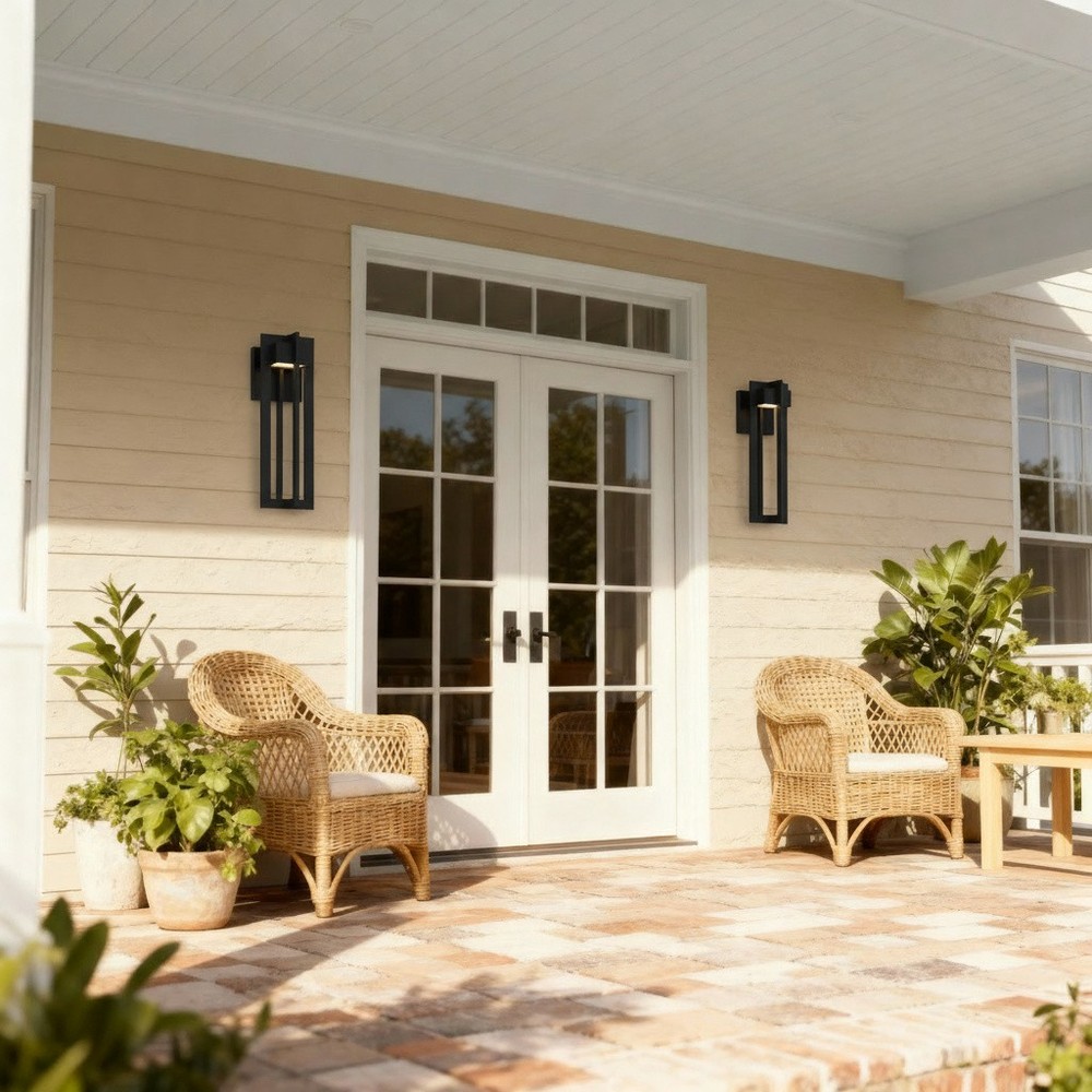 13 Inch Black Integrated LED Outdoor Wall Sconce, Modern Exterior Wall Light