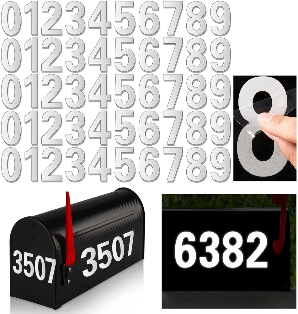 White Mailbox Numbers Reflective - 5 Sets 3 Inch,