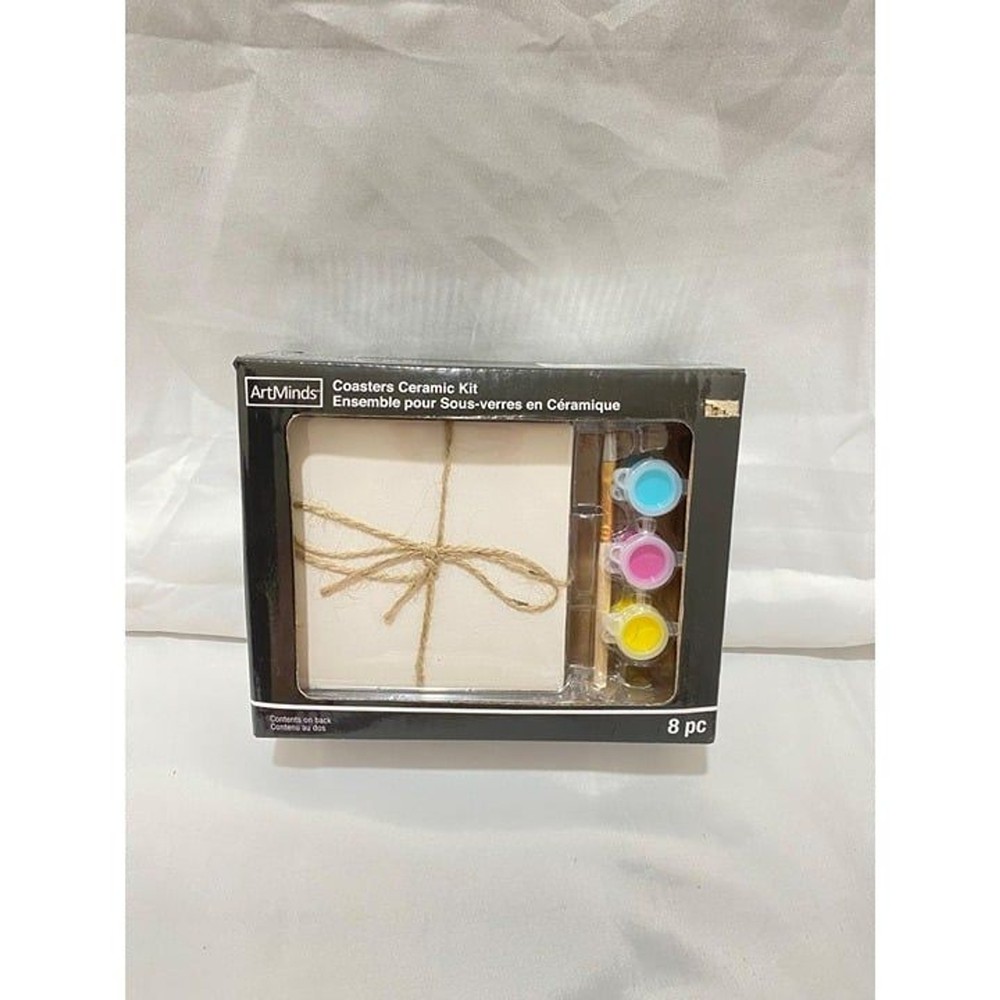 ArtMinds Ceramic Coaster Kit 8 Piece DIY Paintable