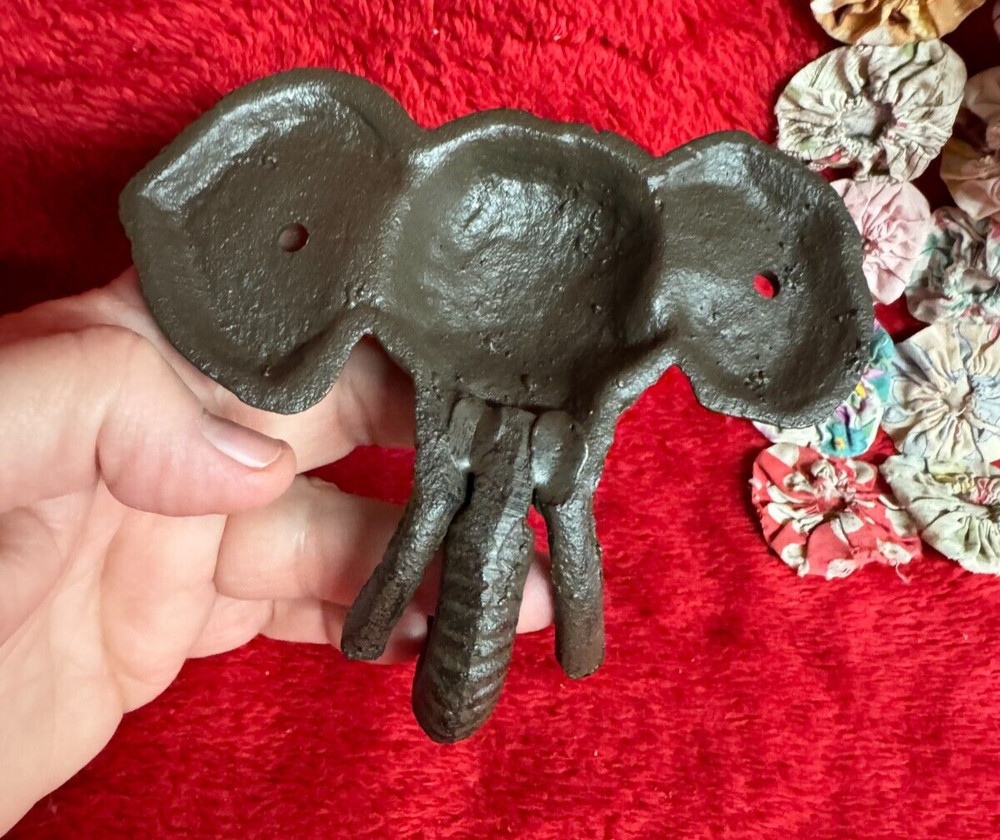 Vintage Cast Iron Elephant Head Coat Hanger Decorative Hook