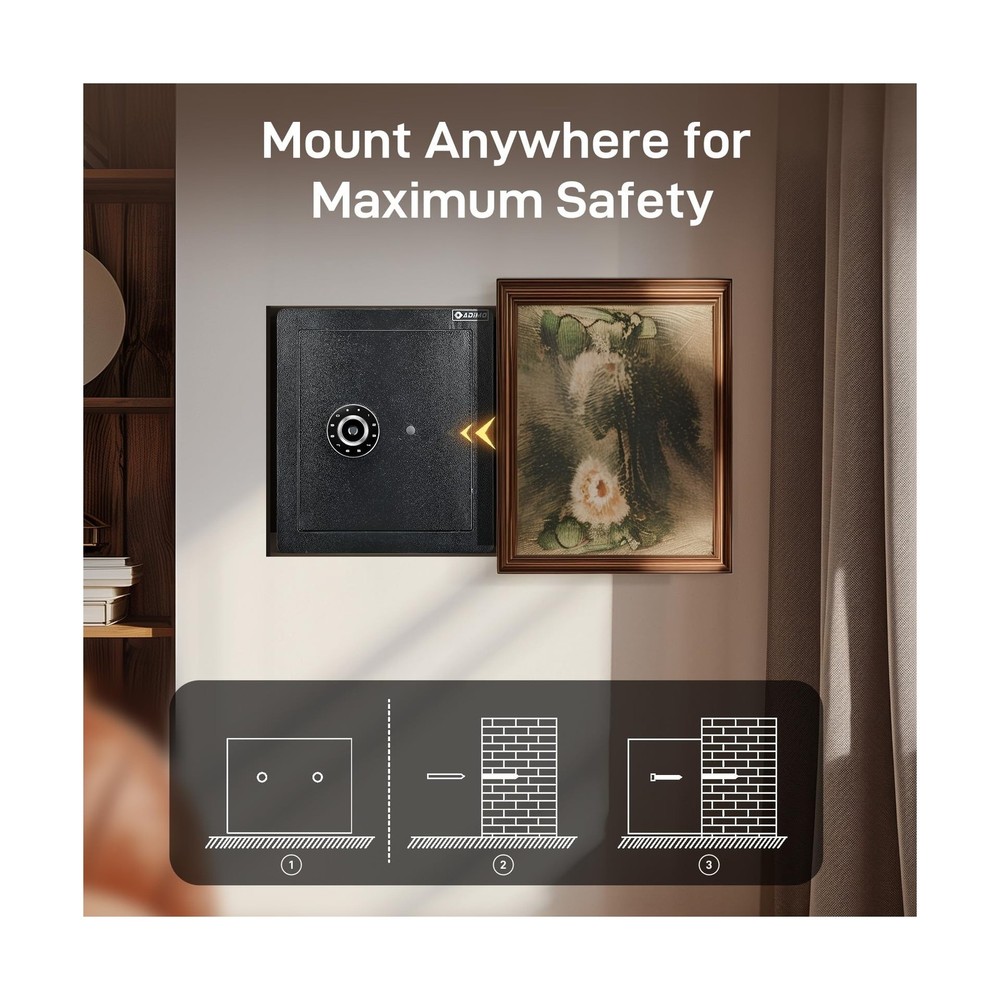 ADIMO Biometric Safe Box, Fireproof 1.6 CuFt Fingerprint Safe w/Touchscreen, ...