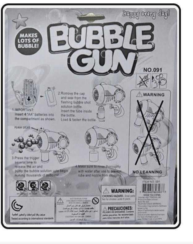 Electric Bubble Gun Blower Toy, Includes Battery & Extra Bubble Solution