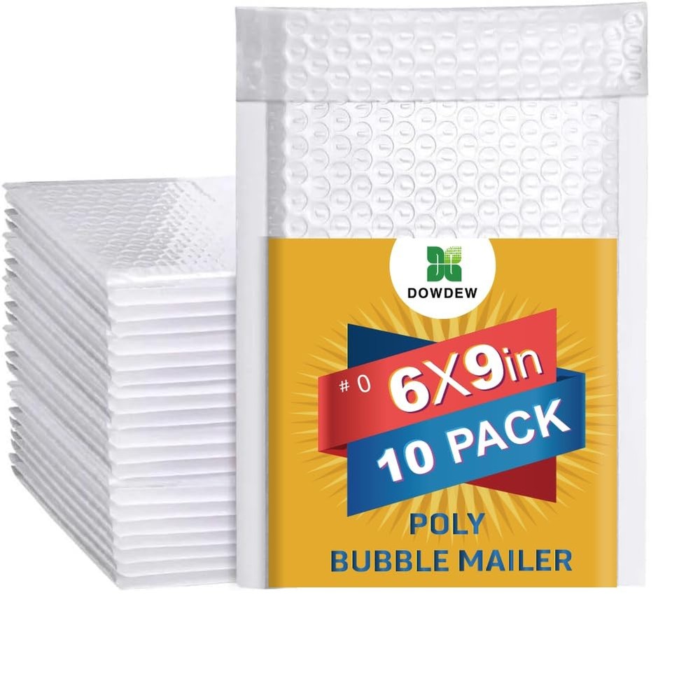 Water Resistant Bubble Envelope Mailers [10 Pack] 6 inch x #0 [6"x9"], White