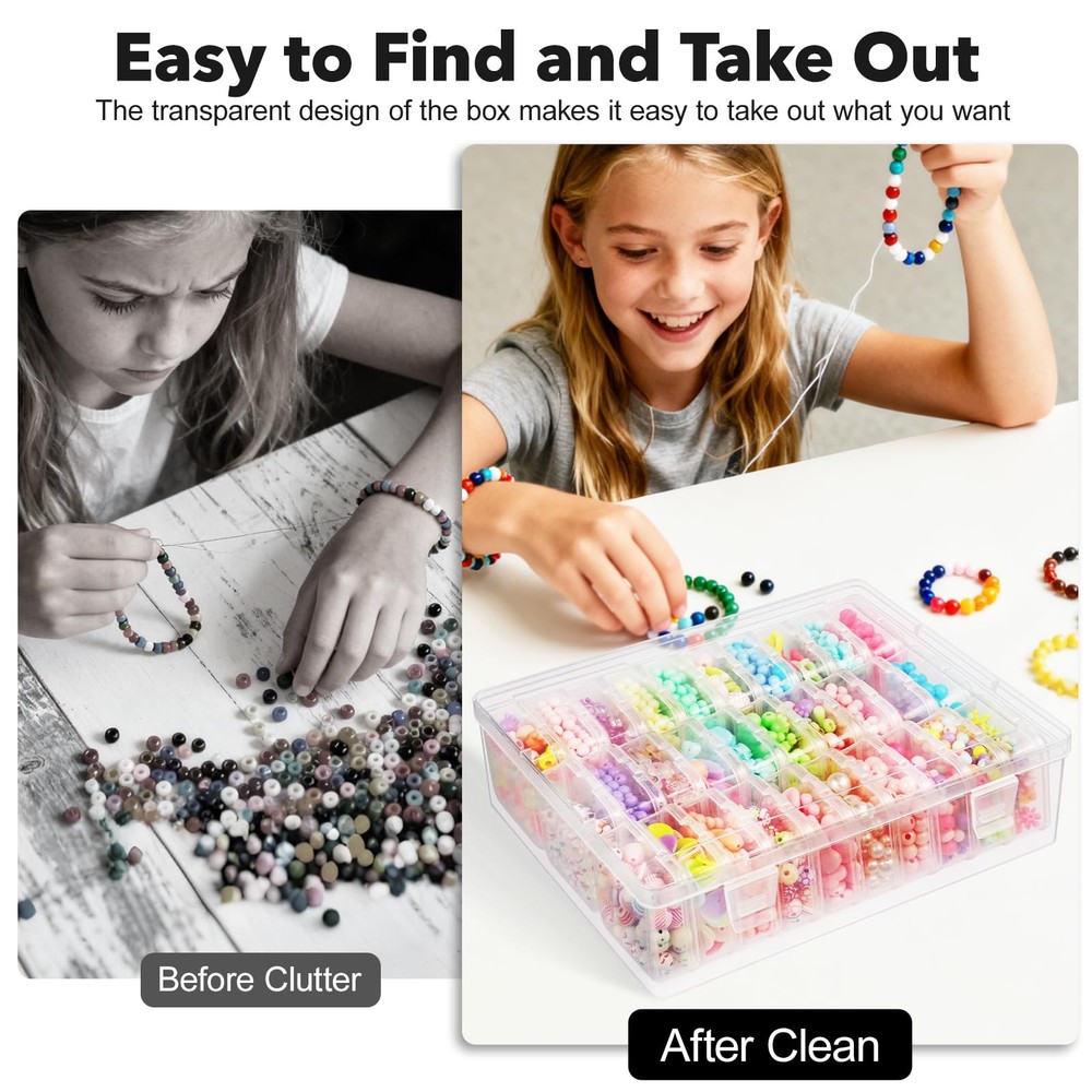 DILIBRA Bead Organizer Box, 93Pcs Small Storage 3 Pack 90 Pcs, Clear