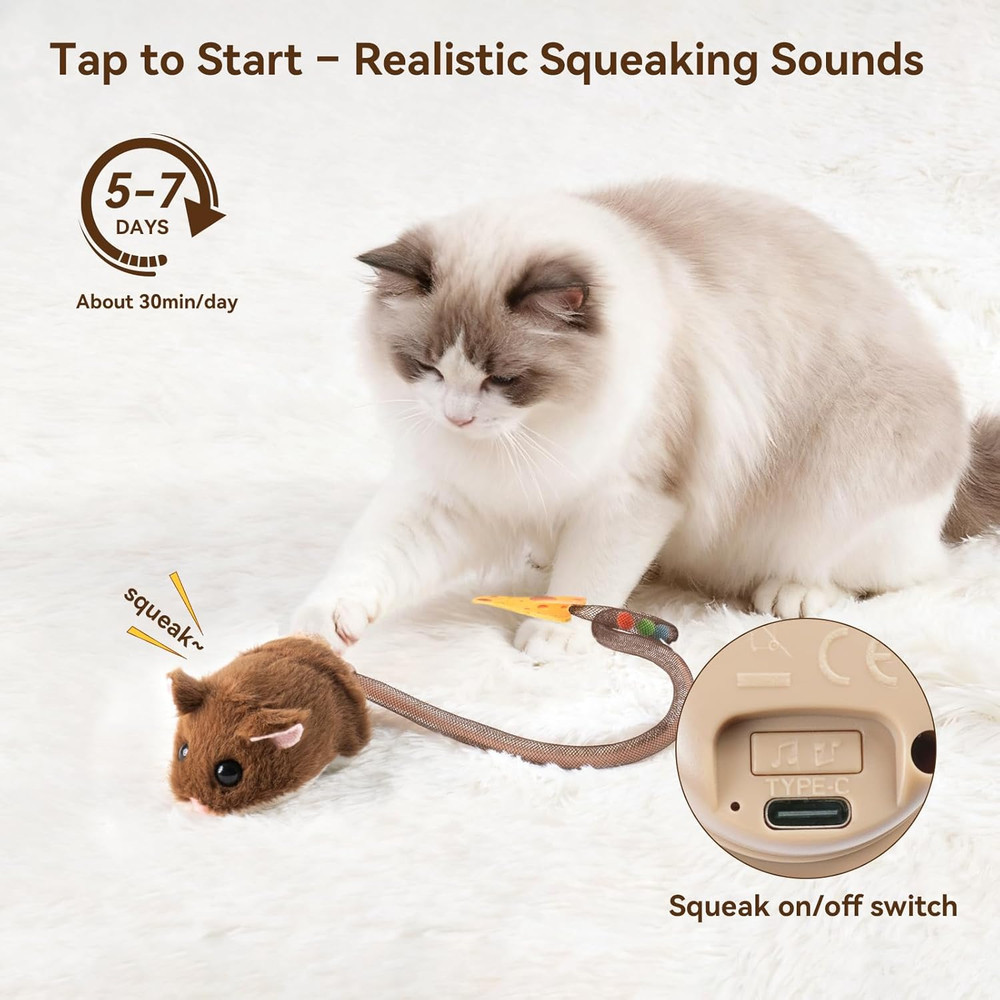 Interactive Migimouse Cat Toy 360° Rolling & Spin