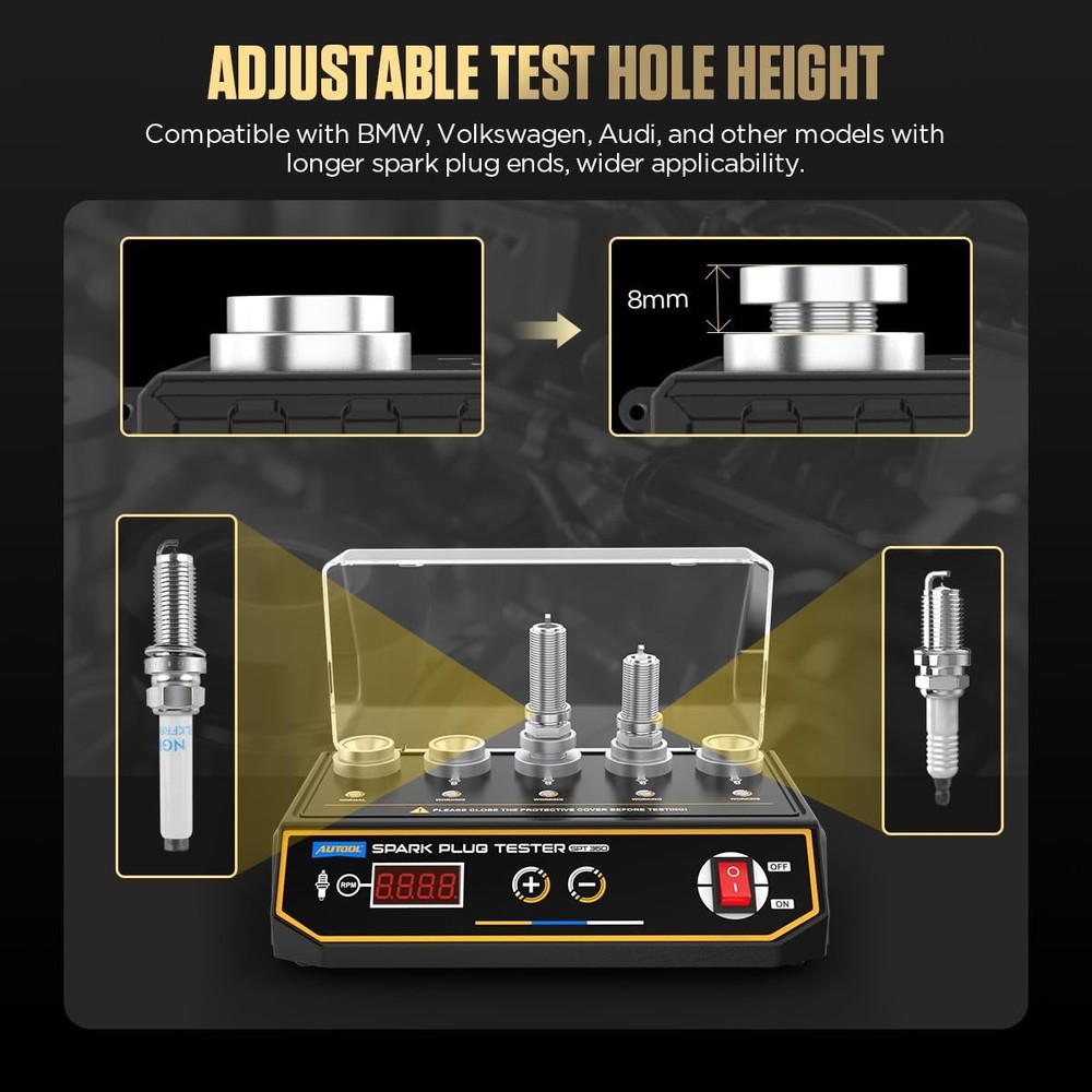 High Frequency Spark Plug Tester with 5 Adjustable Holes for Precise Testing