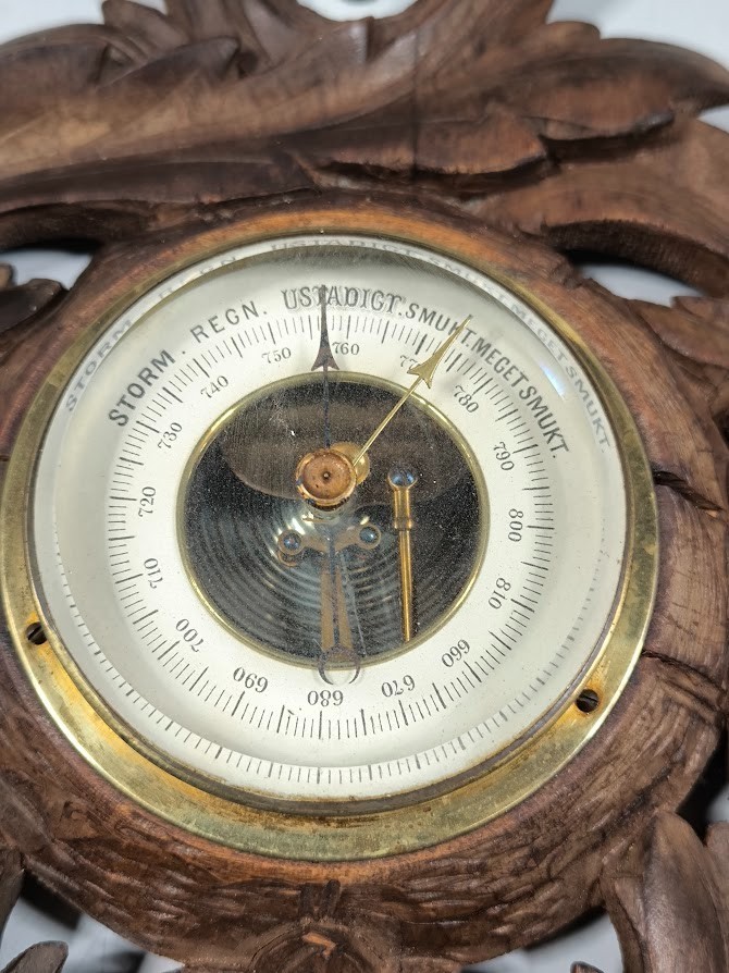 Vintage Barometer Thermometer Clock Weather Station Working