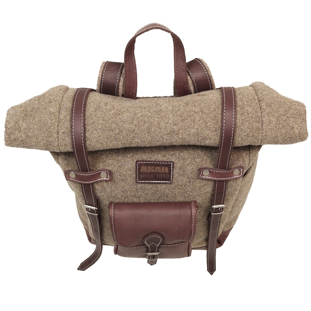 Akah Hunting Backpack Rolltop - Wool Felt With Olive Leather