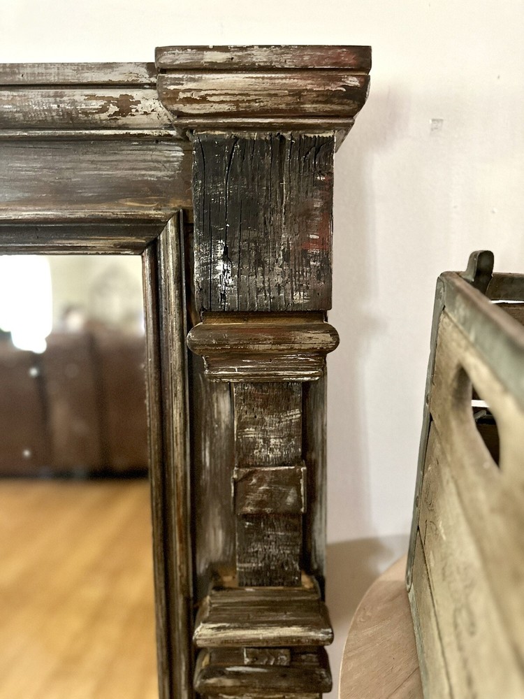Vintage Antique Rustic Style Over Mantel Mirror
