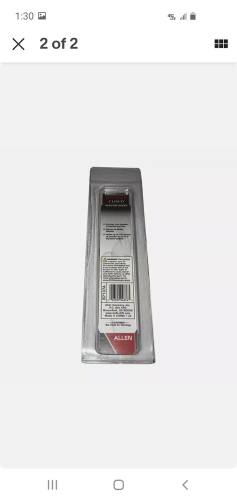 Thunder Cloud Injector Loader Holds Powder Projectile and Cap Bullet Starter