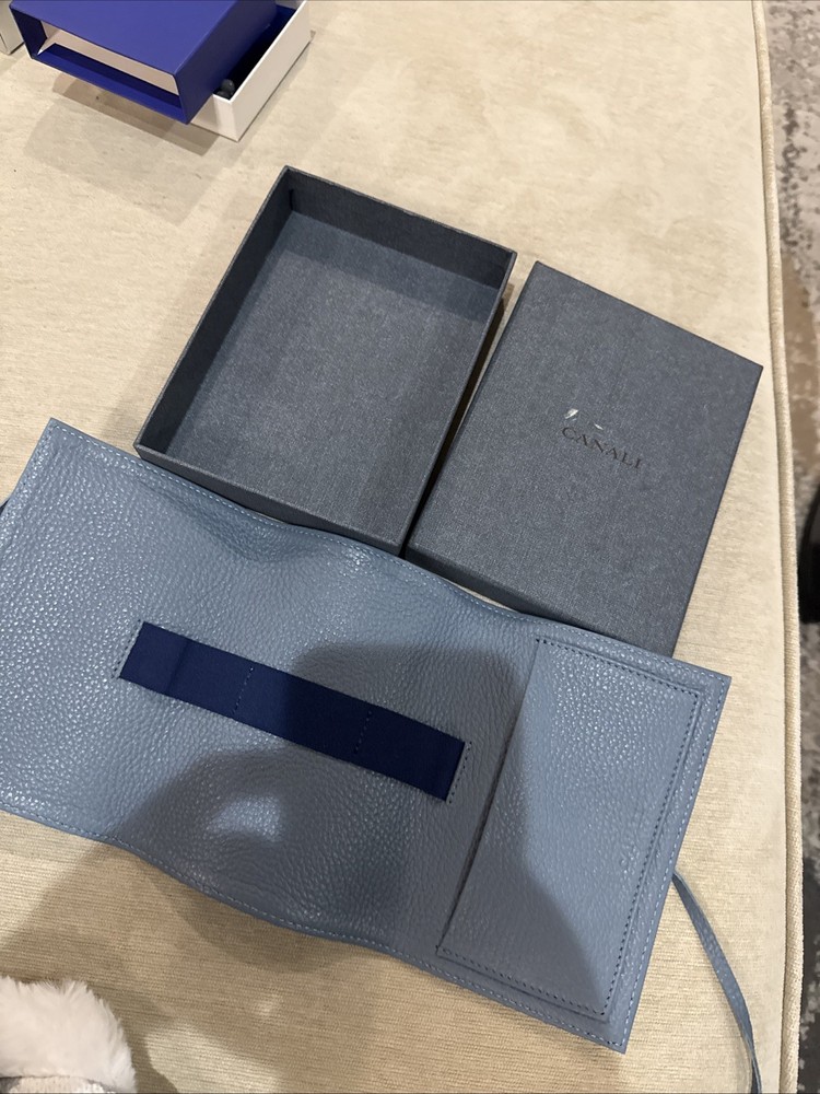CANALI Blue Leather Passport Holder Authentic NWOT