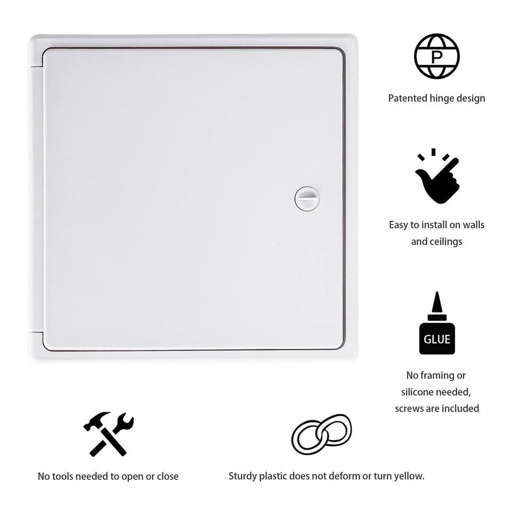 Access Panel 12x12 with Door (Max Service Opening 10x10) Plastic White, 1-Pack