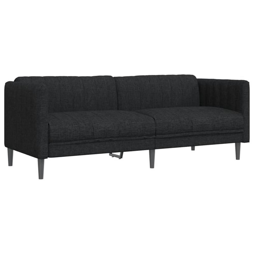 Bowery Hill 3-Seater Rectangular Durable Sofa in Black Polyester