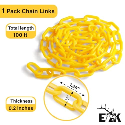 Weatherproof Yellow Plastic Safety Barrier Chain Link -00 ft Roll - Plastic 1