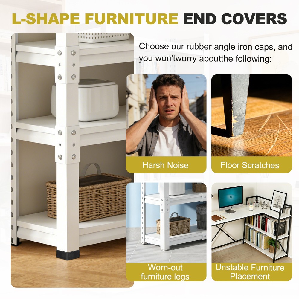 4Pcs 2" Bed Frame End Cap, Angle Iron Foot Pad Leg Protector, Black