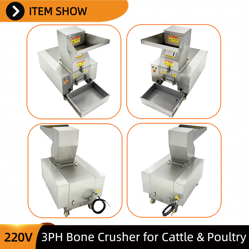 Commercial Bone Crusher 220V 3-Phase for Beef Sheep & Poultry Bone Processing