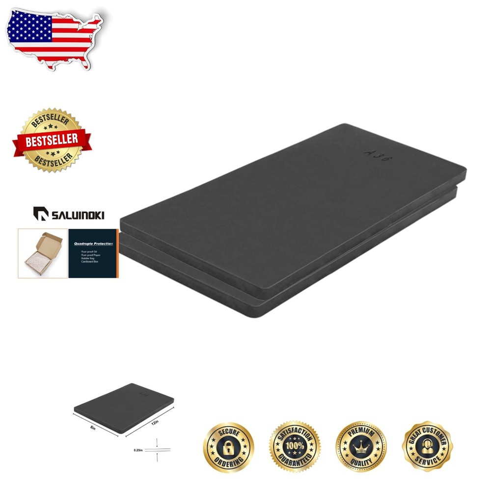 4pc 1/8" A36 Hot Rolled Steel Sheet 8x12" Black Rectangular