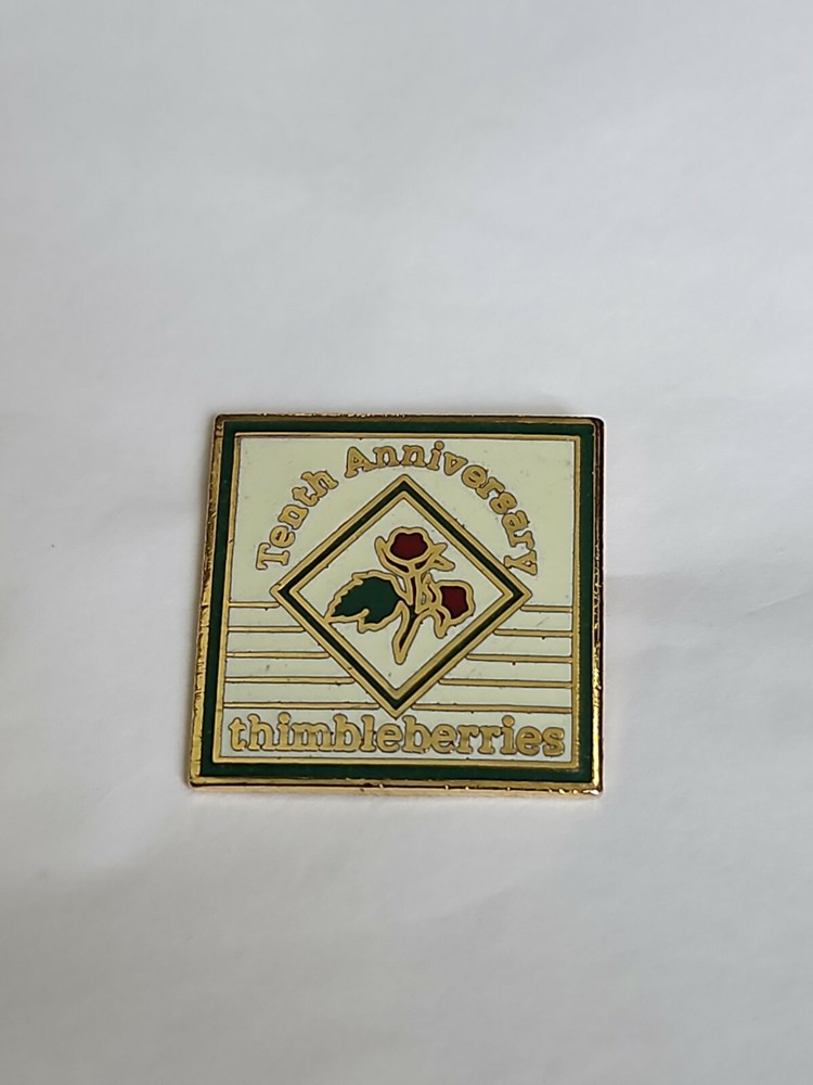 Thimbleberries 10th Anniversary Lapel Pin Fabric Quilting Sewing Stitching