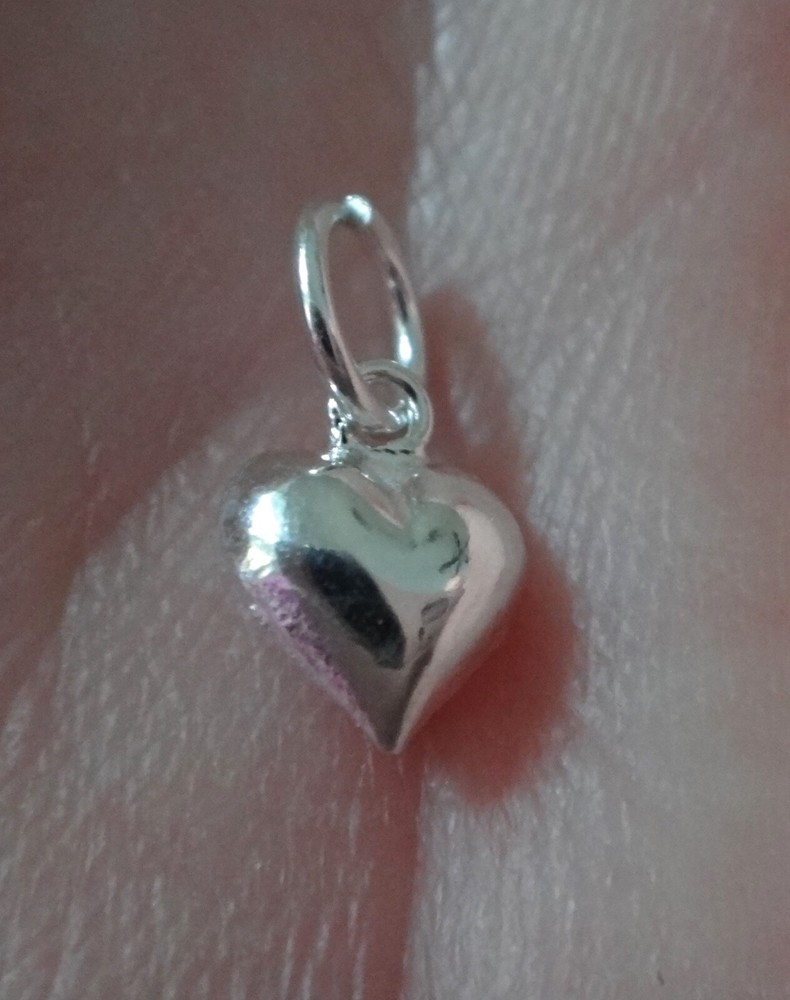 TINY 6x8mm Sterling Silver Shiny Puffy Heart Charm