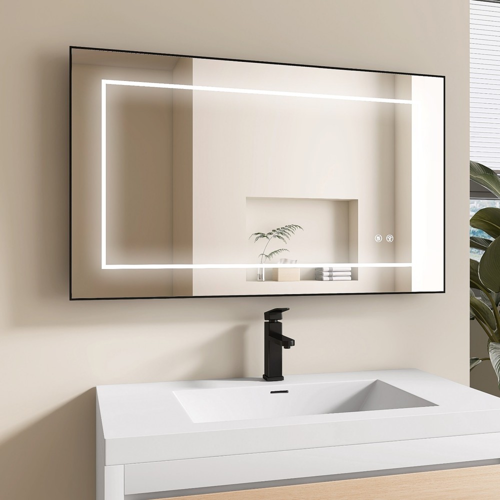 40''X24'' Rectangle LED Wall Mirror Vanity Light Mirror Anti Fog