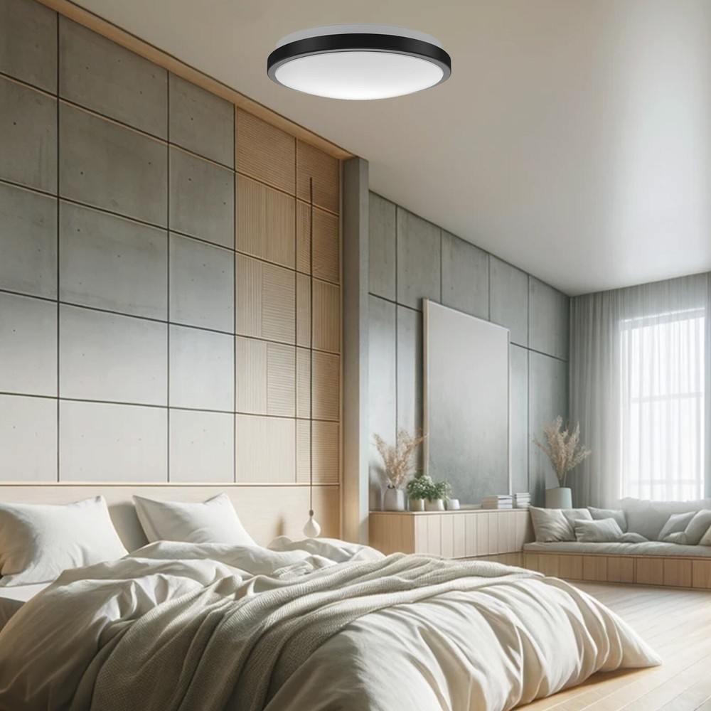 LED Flush Mount Ceiling Light 10 in. Matte Black Round Dimmable 4000K Daylight