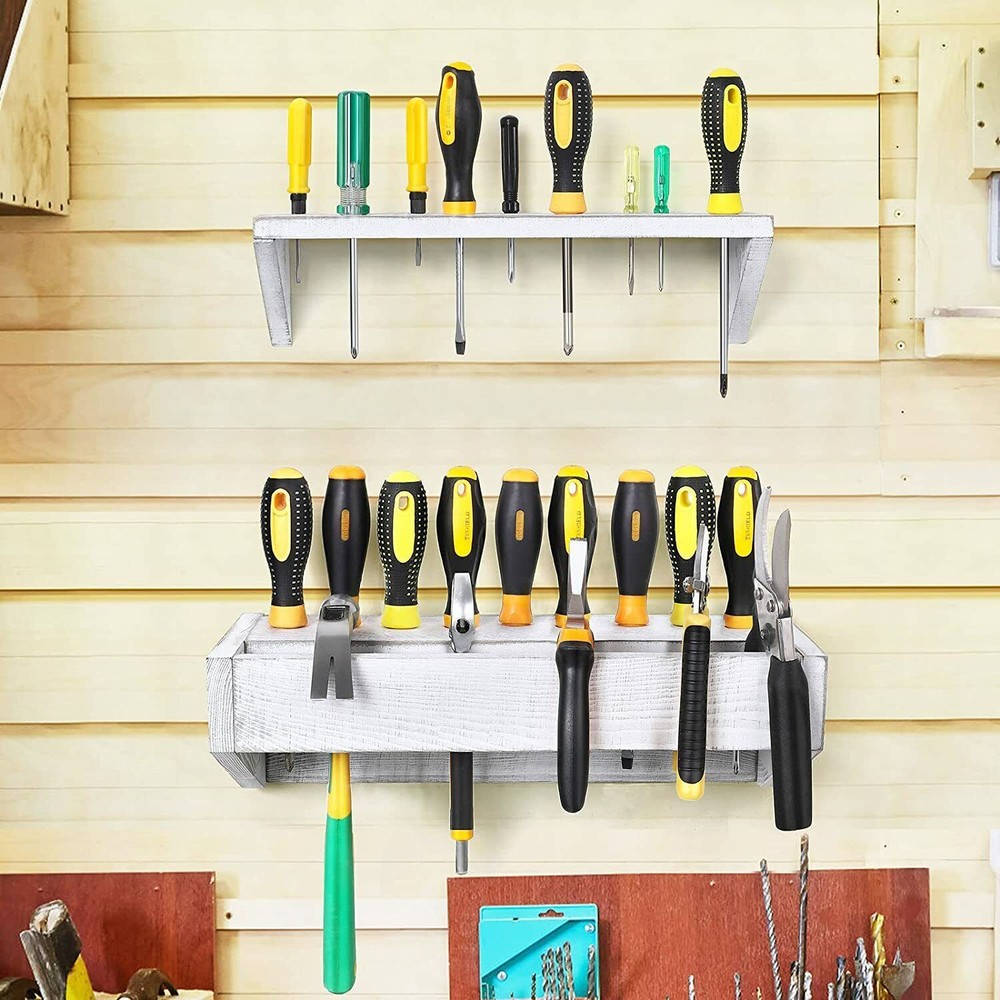 2 Pack Screwdriver Holder Wall Mount Storage Rack Organizer Workshop Shed Garage