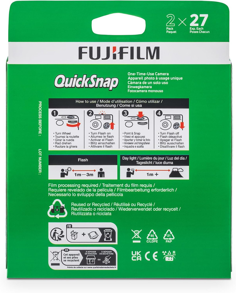 Quicksnap Flash 400 One-Time-Use Camera - 2 Pack