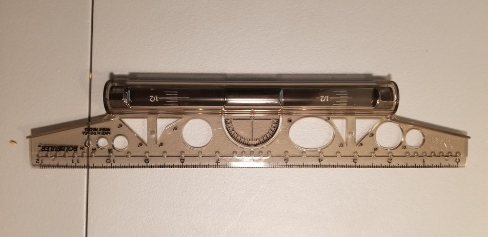Vintage SAN's Roll N Ruler Drafting Tool w Box Instructions Rolling Ruler