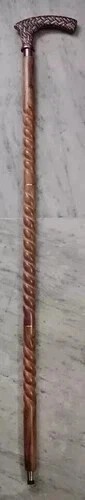 Antique Style Victorian Solid Brass Head Handle Cane Wood Walking Stick
