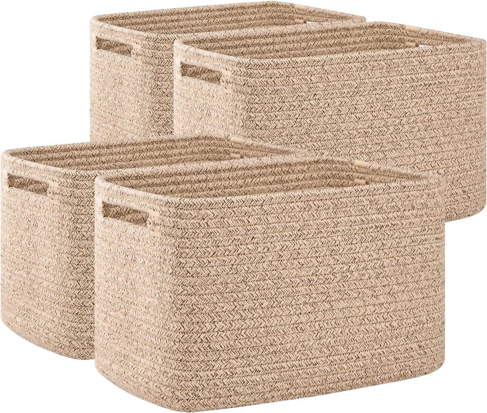 4 Pack Storage Baskets Organizing Cube Storage Bins Shelves Rectangle Storage