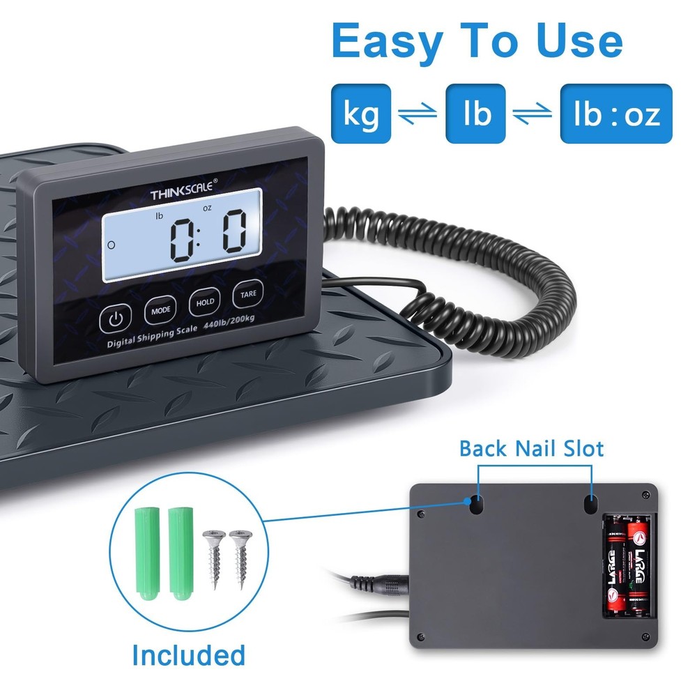 THINKSCALE Shipping Postal Scale with Integrated One-Piece Platform, 10g High...
