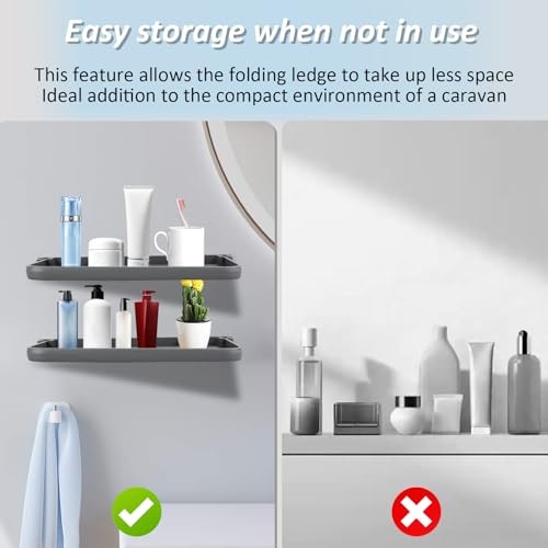 2Pcs RV Aluminum Foldable Shelf, Wall-Mounted Foldable Shelf, Easy to Install
