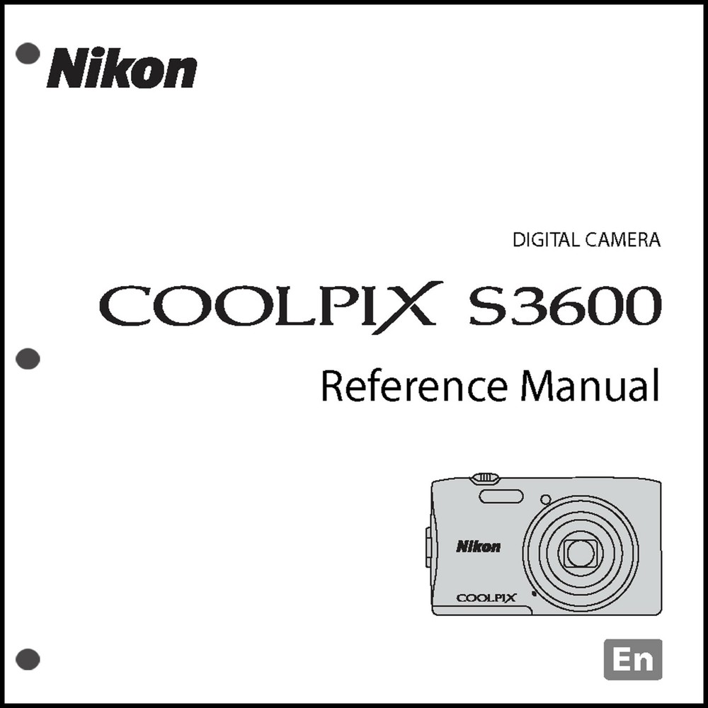 Nikon CoolPix S3600 Digital Camera User Guide Instruction  Manual