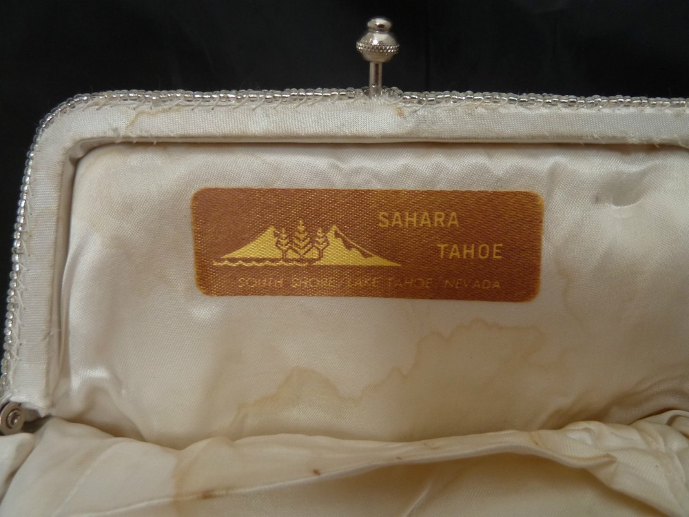 Vintage White Satin Beaded Walborg Purse Bag