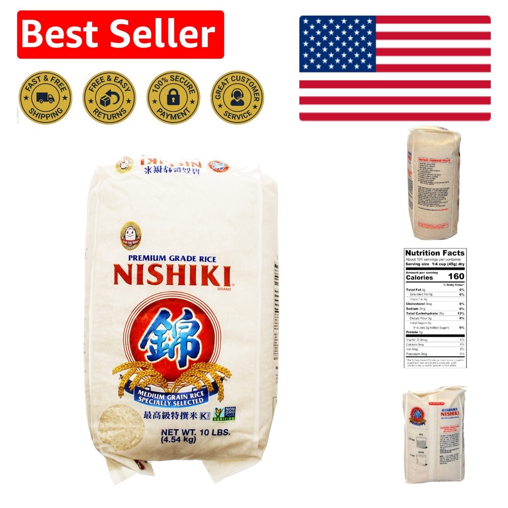 Authentic 10lbs Sushi Rice - Medium Grain, Non-GMO, Perfect for Sushi Lovers
