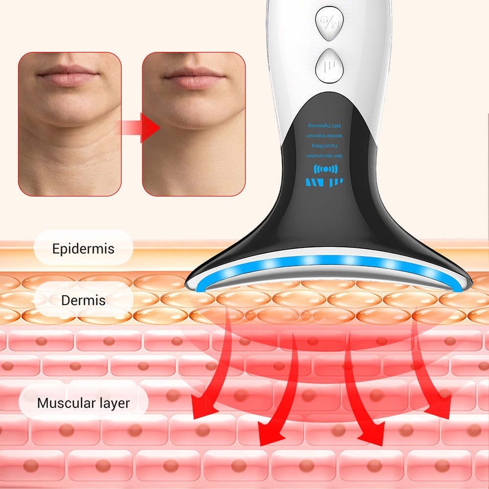 Neck Beauty Device Microcurrent LED Light Therapy For Face Neck Firming