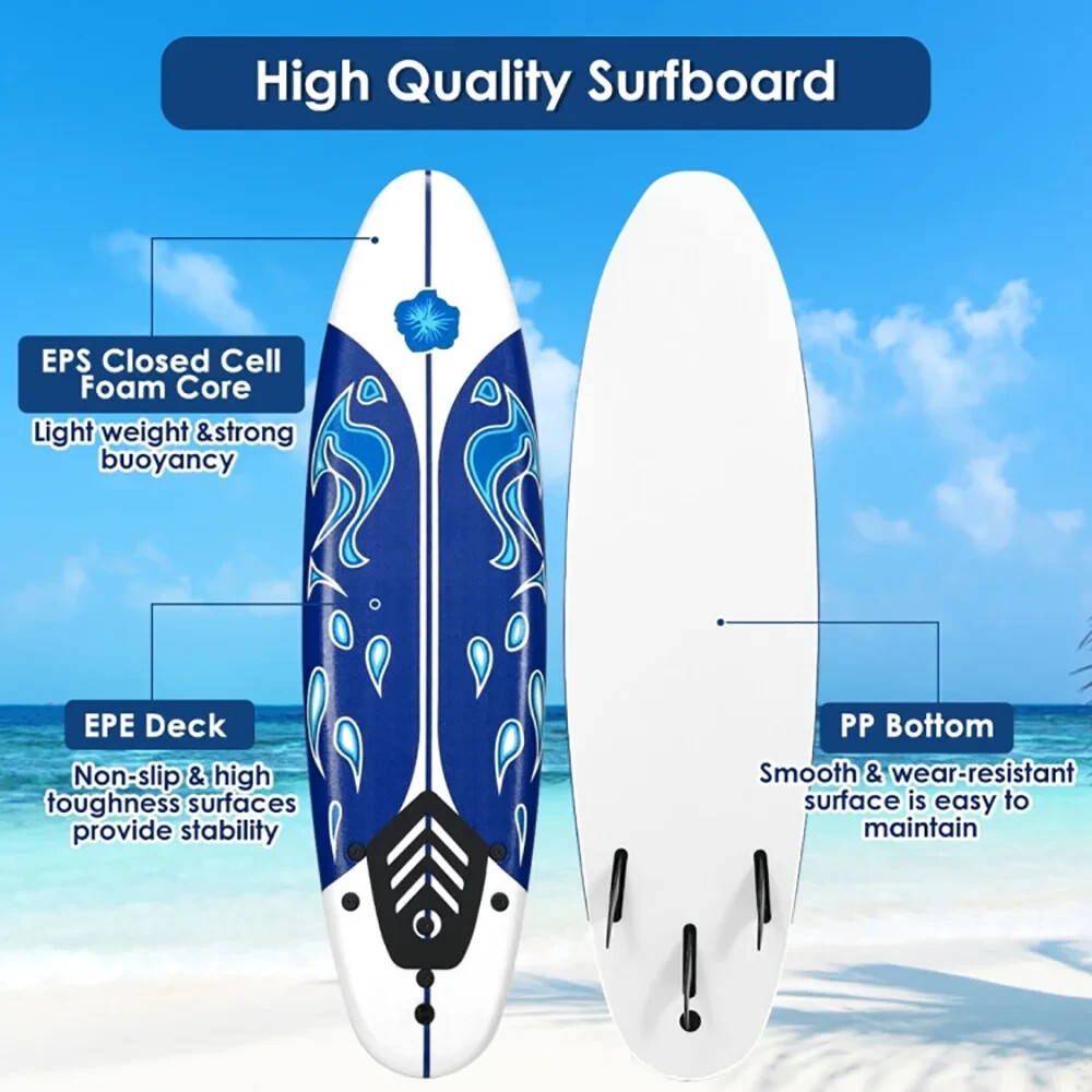 Soft EPE(deck)+EPS(core)+PP(hard-slick bottom) Shock Absorption Top Surfboard
