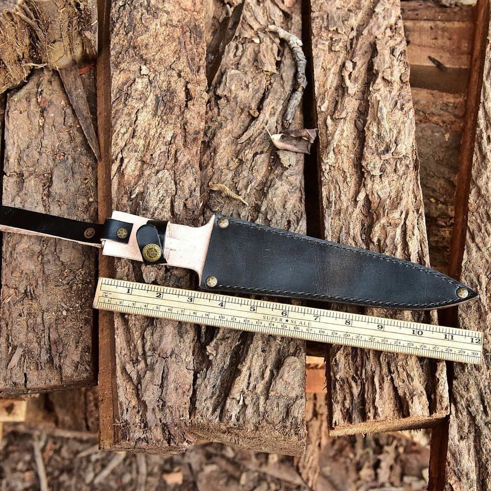 Dagger Fixed blade Knife Black Leather Handmade Sheath Holster Knife Belt Loop