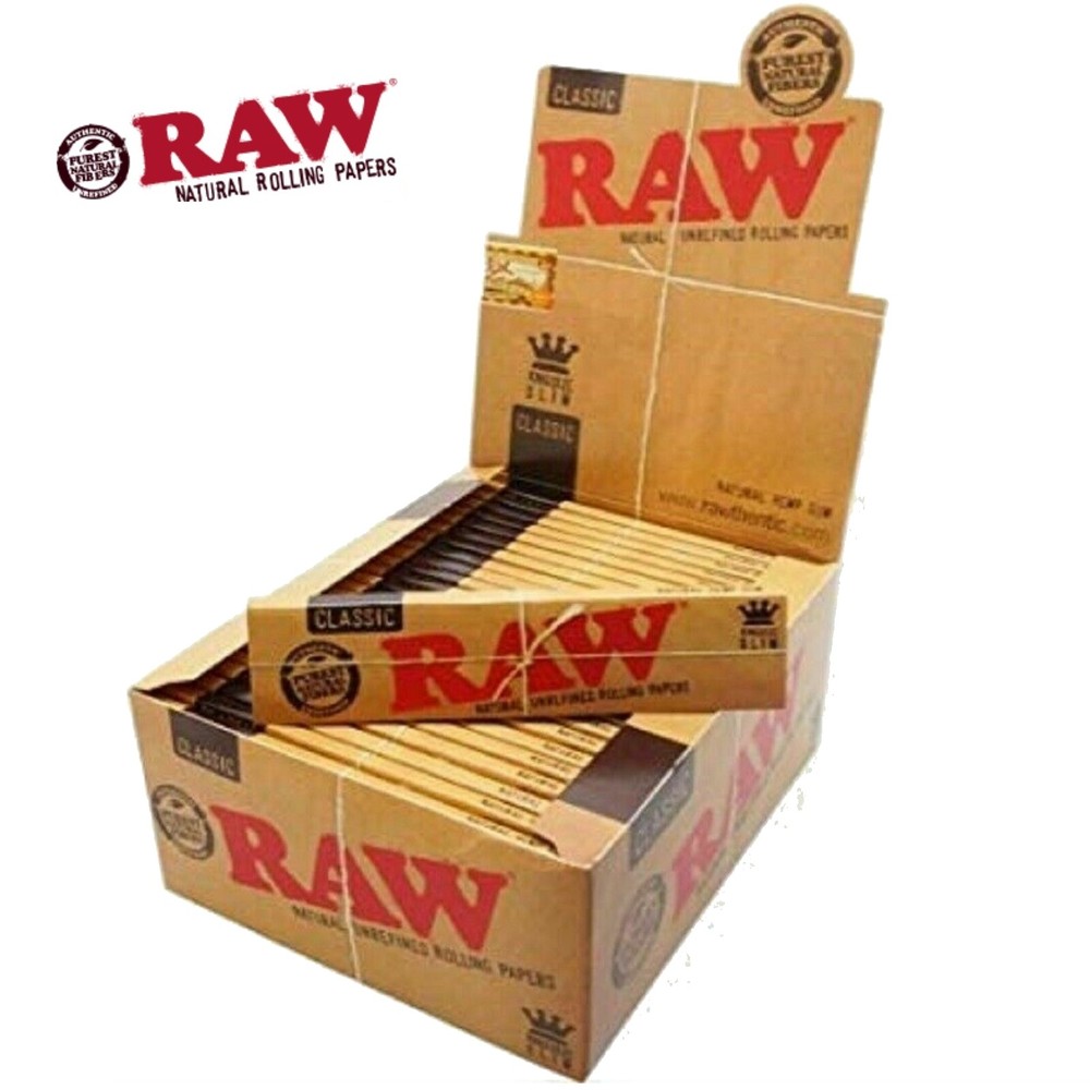 AUTHENTC Raw Classic King Size Slim Rolling Paper Full Box 50 pack, 32 Per Pack