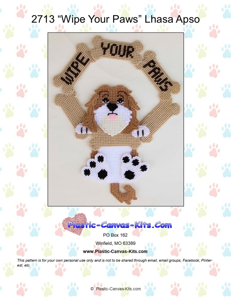 Wipe Your Paws-Lhasa Apso-Plastic Canvas Pattern or Kit