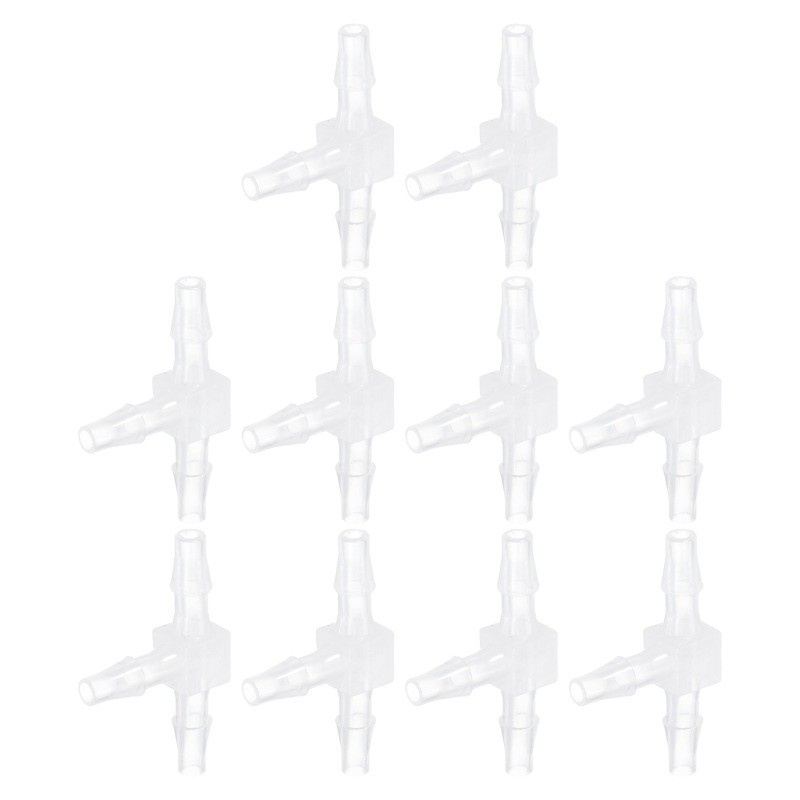 6pcs Plastic Barb Fitting, 5/32"x5/32" t Shape Tee Pipe Fitting, Clear