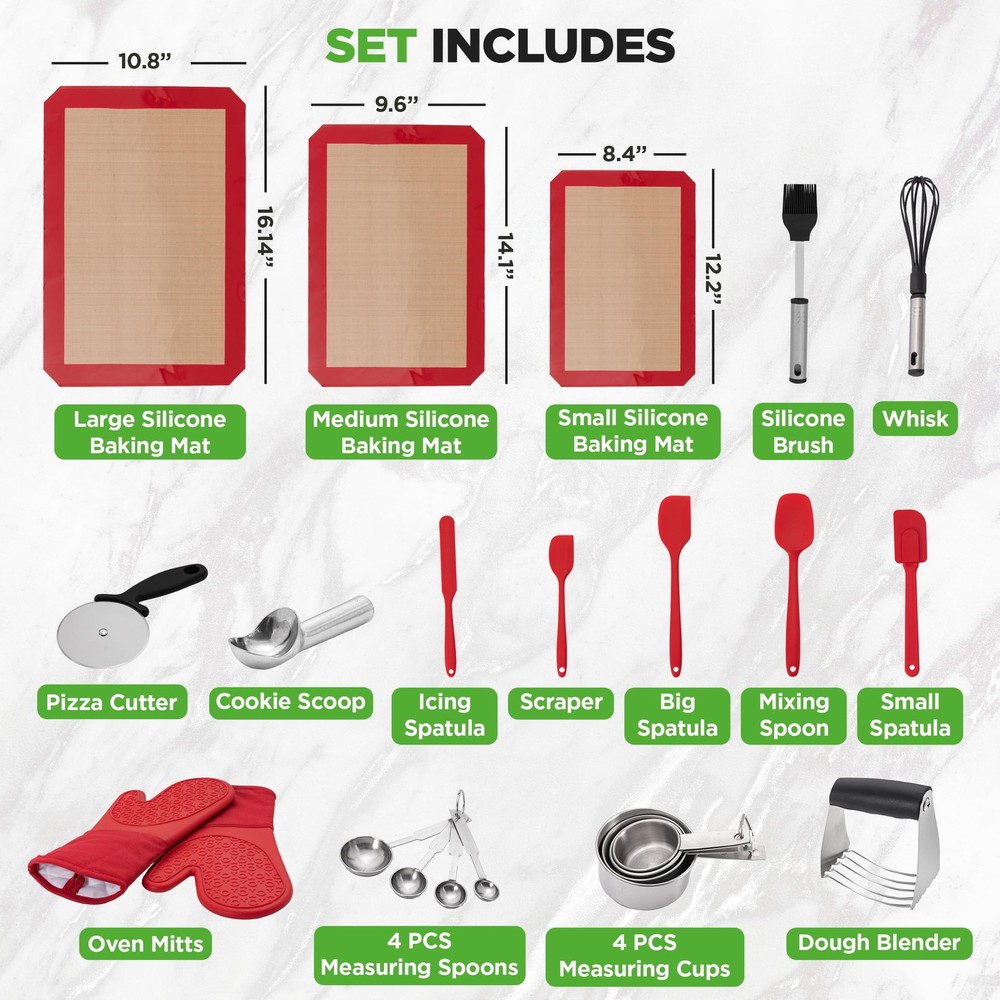 NutriChef 23-Piece Essential Baking Utensils Set