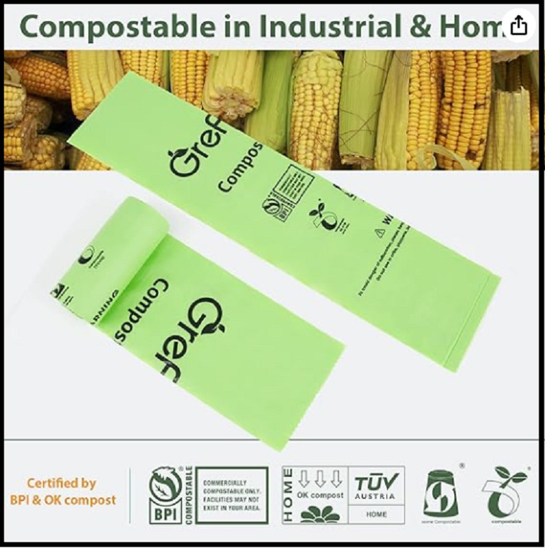 GreFusion Compostable Bags for Kitchen Compost Bin 1.2 Gallon,125 Count,Compost