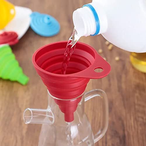 4 Pack Silicone Collapsible Funnel Set Foldable Kitchen Funnel for Water Bottle