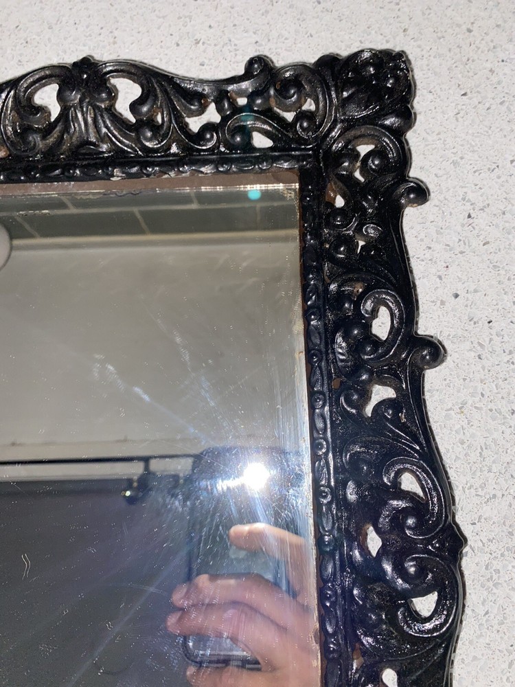 Vtg Ornate Mcm Mirror Molded Plastic Frame Gothic
