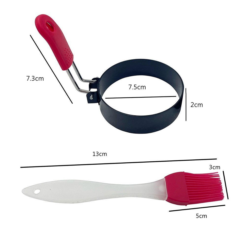 2PCS/Set Round Egg Fried Mold Pancake Shaper Egg Rings Kitchen Tool with Handle