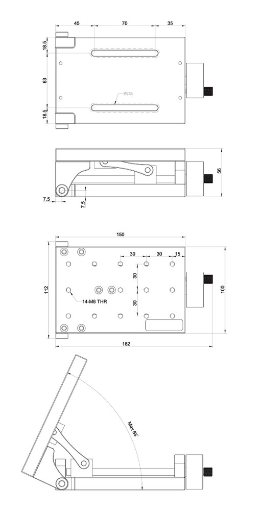 Manual Angle Adjustable Platform Sliding Table Black Anodized Aluminum Alloy