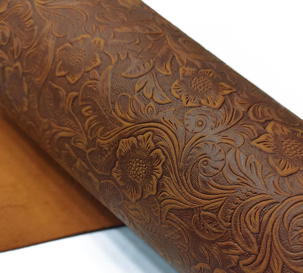 Bump Texture Genuine Leather Sheets Plain Geometric Pattern, Tan, 12"x24"