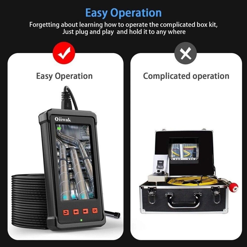 49FT 8MM Endoscope Camera Articulating Borescope Inspection Camera 4.3" Screen