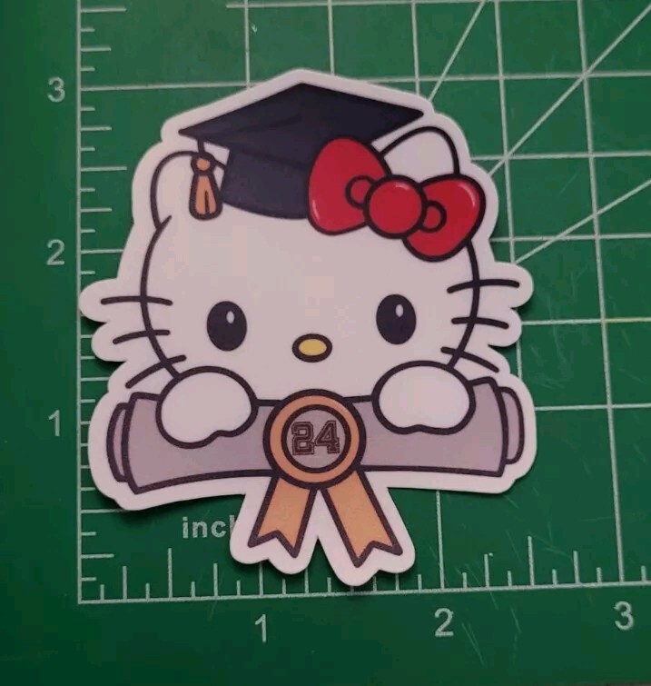 Hello Kitty Graduate Die Cut Vinyl Sticker